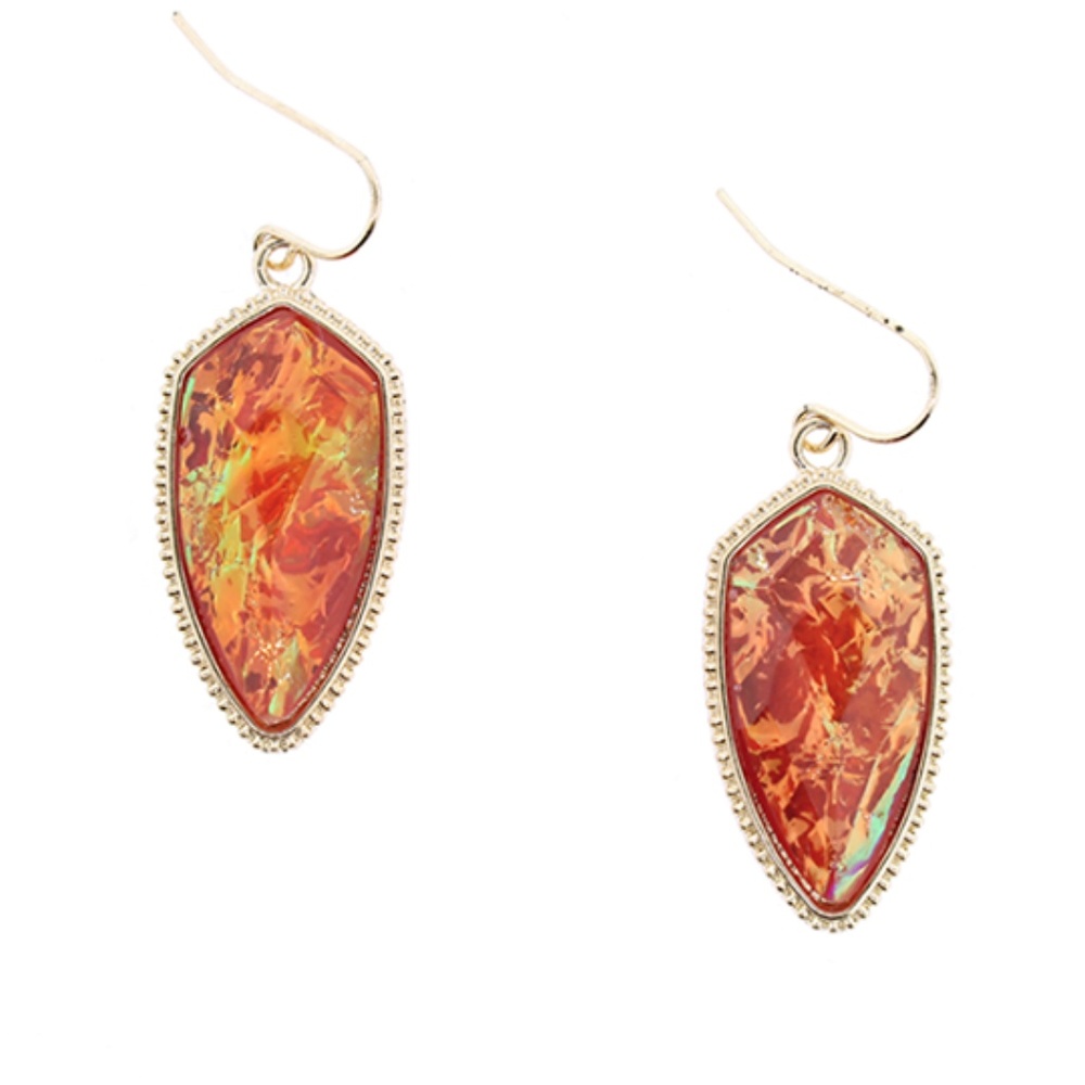 Red Abalone Shell Tear Drop Earrings